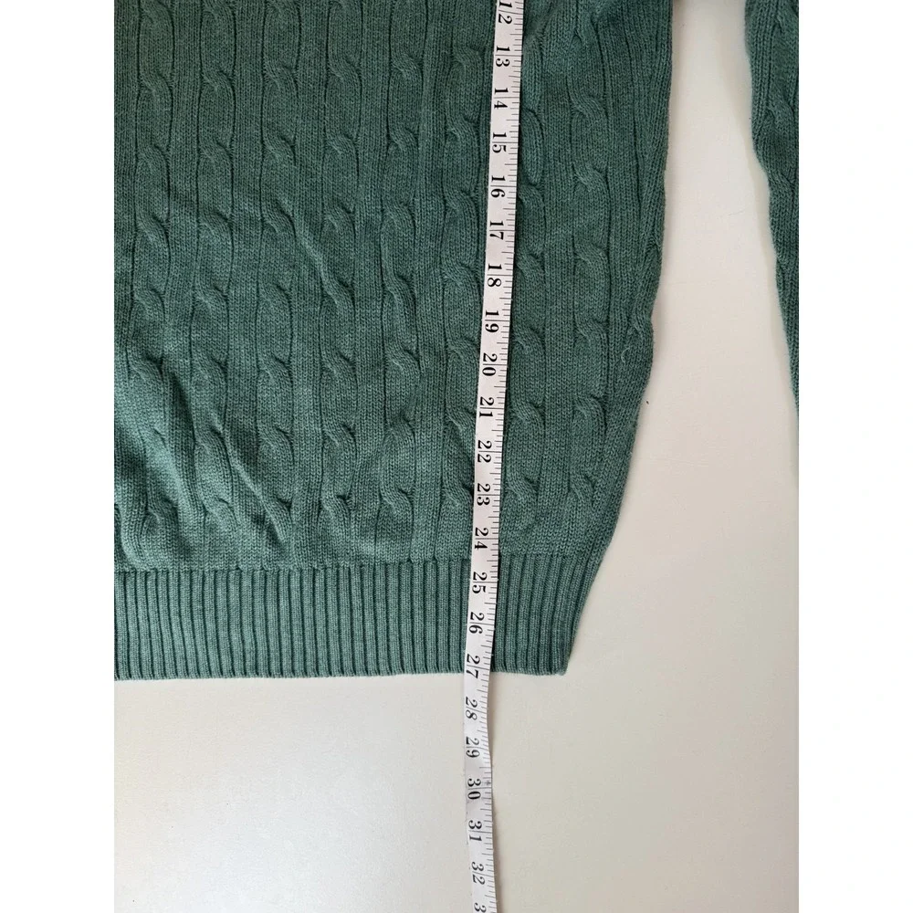 Jos A Bank Executive Collection Green Cable Knit Cotton Sweater M Classic Preppy - Picture 5 of 7